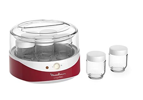 Moulinex YG2295 Yogurteo Yogurtera, Plástico Cristal, Blanco, Rojo