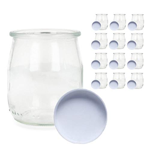 Vasos yogurtera de cristal con tapa pack de 12 botes para yogurtera de 150 Ml tarros para postres...