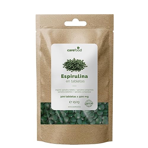 Carefood - Espirulina Ecológica - 300 Comprimidos de Superfood 100% Bio y Apta para Veganos -...