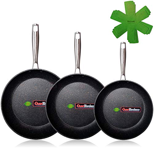 WECOOK EcoChef Titanio Set Juego 3 Sartenes 18-20-24 cm Aluminio Forjado, inducción, 5 Capas...