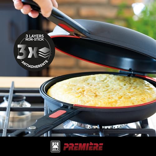 BRA Dupla Premiere - Sartén Doble para Tortilla de Patatas, 20 cm de Diámetro, Aluminio Fundido,...