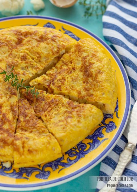 Tortilla de coliflor receta saludable ligera y fácil PequeRecetas