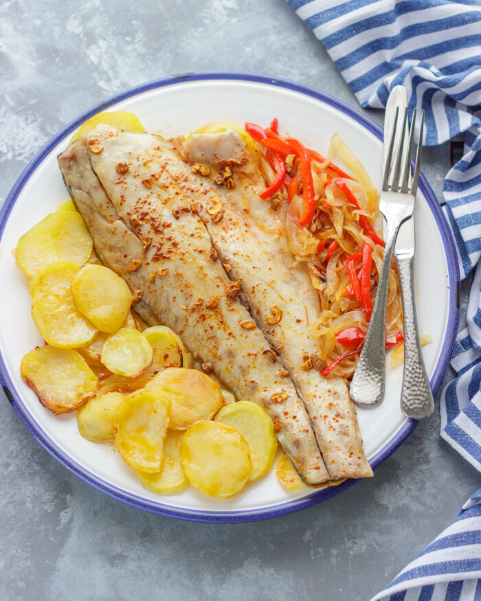 Corvina Al Horno A La Bilba Na Con Patatas Pequerecetas