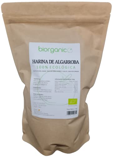 Biorganic Harina De Algarroba 1 Kg - Sin Gluten. Algarroba En Polvo 100% Natural. Sustituto Natural...