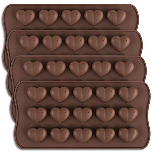 Homedge Molde De Chocolate Con Forma De Corazón Con Hoyuelos De 15 Cavidades, Molde De Silicona Con...