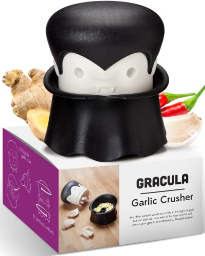 Ototo Gracula Garlic Crusher - Twist Top Garlic Mincer & Easy Squeeze Manual Garlic Press & Peeler -...