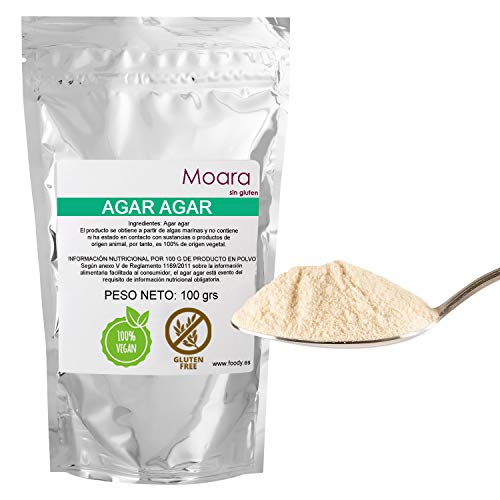 Agar agar en polvo - Ideal para cocinar, sustituto vegano de la gelatina - Producto natural 100g....