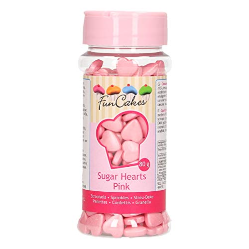 Funcakes Sugar Hearts - Corazones (80 G), Color Rosa