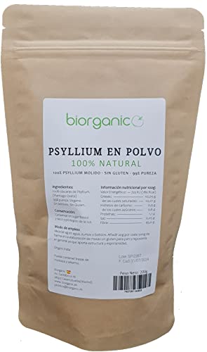 Biorganic Psyllium En Polvo 200G. Psyllium Indio De 95-99% Pureza, Rico En Fibra Y Vegano. Saciante....