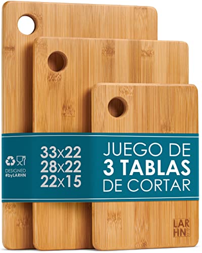 Tablas De Cortar Cocina En Madera Premium Extra-Gruesas - Juego De 3 Piezas En Madera De Bambú Para...
