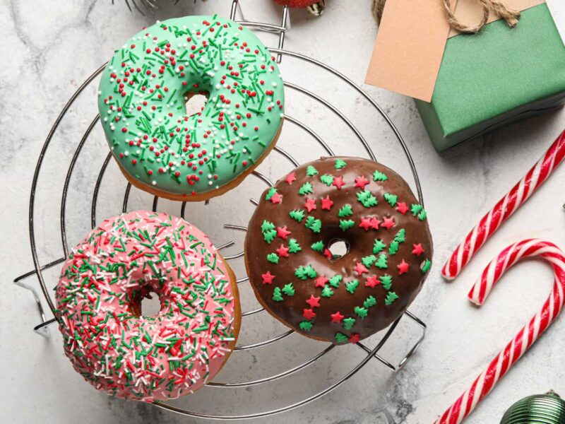 donuts navidenos glaseados - Donuts de Navidad caseros