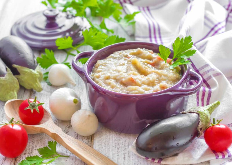 puré de berenjena y tomate receta