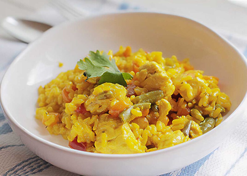 arroz con pollo y verduras casero