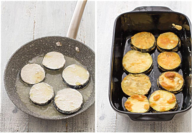 berenjenas fritas para pastel - Pastel de berenjenas al horno, ligero y fácil