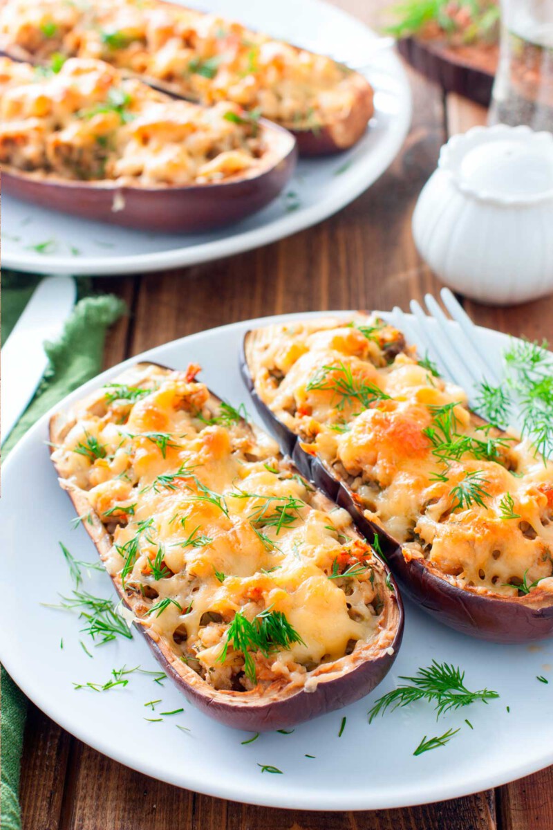 berenjenas rellenas de carne gratinadas al horno