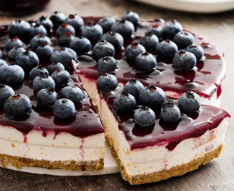 tarta de queso con arandanos