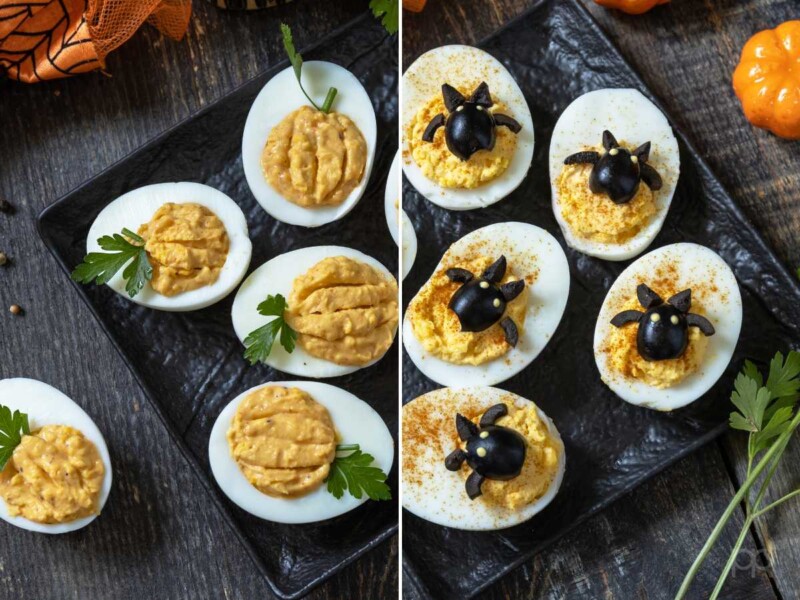 Huevos rellenos espeluznantes para Halloween