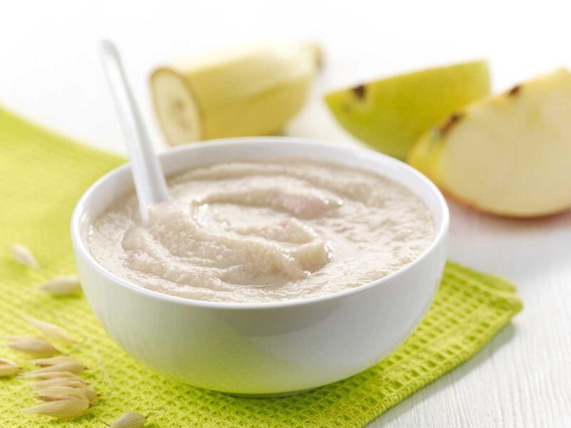 papilla de avena con manzana y plátano