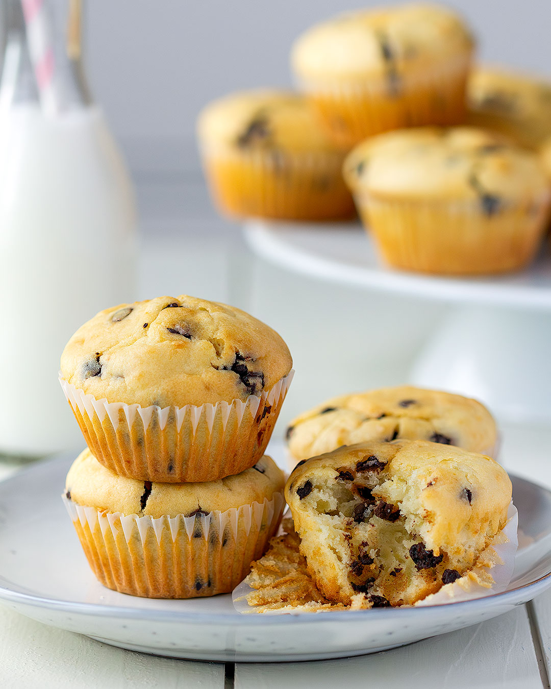 Magdalenas con pepitas de chocolate