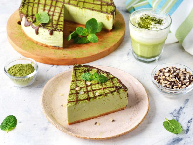 cheesecake de te matcha receta - 15 recetas con té matcha saludables y deliciosas