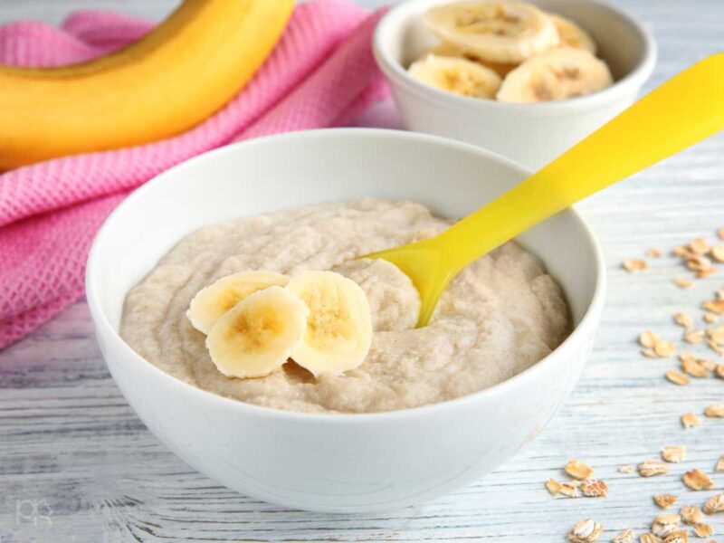 porridge para bebés de avena y plátano BLW